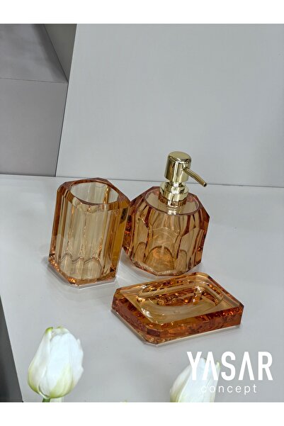 YASAR CONCEPT Clarion Acrylic Bathroom Set Amber 3 Pieces