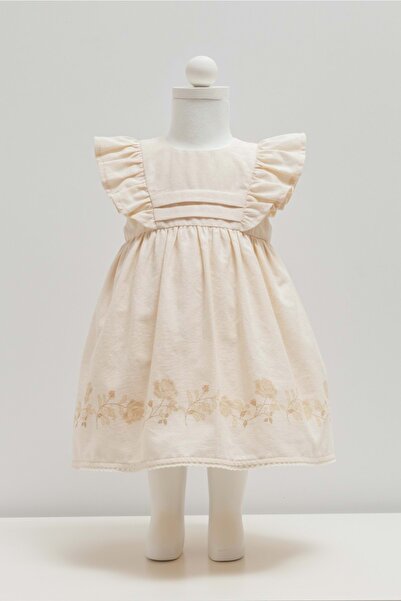 Caramell فستان كتان ميني ليدي باللون البيج