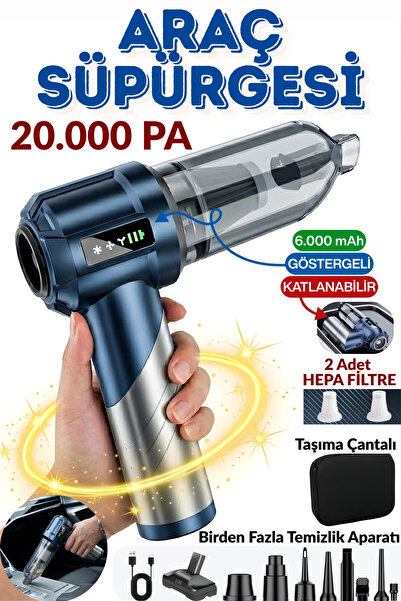 Yeni Şarjlı Katlanabilir 3 Kademeli 2in1 Profesyonel Ultra Çekim Güçlü Mini Araç Süpürgesi Ahv-06