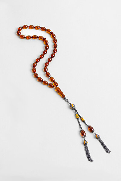 So CHIC... 33 cm Silver Rosary with Natural Amber Stone
