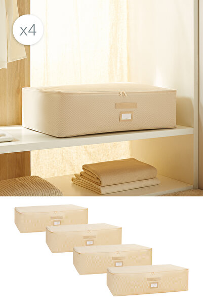 Ocean Home Textile 4 Pieces Mega Size Beige Herringbone Underbed Pillow Quilt...