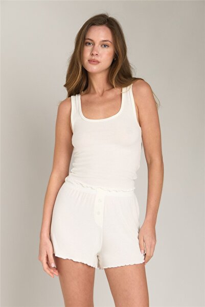 LOVELY THINGS Debra Modal Karışımlı Kaşkorse Atlet - Ekru