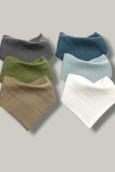 sağel 100% Cotton 6 Pieces Muslin Collar Bib Double Layer Two Snaps Bulut (Sc...