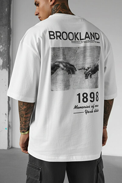 Teenage Millionaire Erkek 1898 Baskılı Beyaz Oversize Salas Boyfriend T-shirt