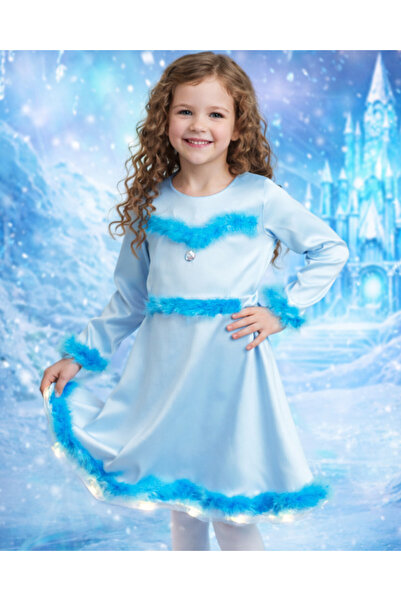 fustite cu luminite Rochița cu Luminițe Elsa Bleu, Prințesa - 7-9 ani (122-13...