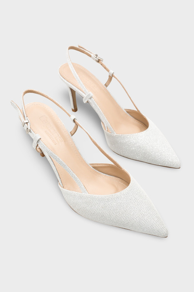 Capone Outfitters Susie Genuine Leather Lined Pointed Toe Mid-Heel Glitter Op...