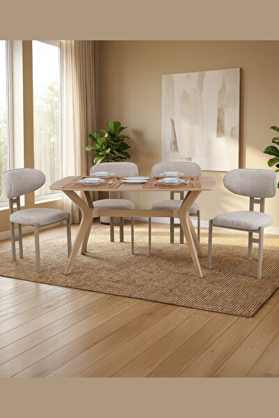 PLASMOB 80x120 Mutfak Masası Takımı 1 Masa + 4 Sandalye Salon Masası Viktoria...