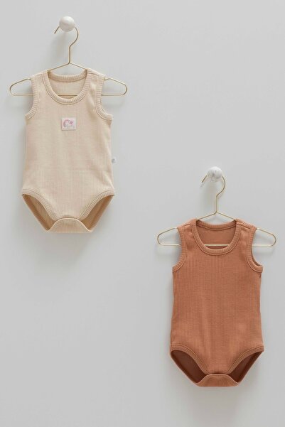 Caramell Basic Blouse Sleeveless Girls' Double Body Suit Beige