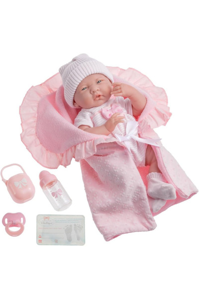 Berenguer Gerçekçi Yenidoğan Oyuncak Bebek 39 cm ve Pembe Kundak Seti
