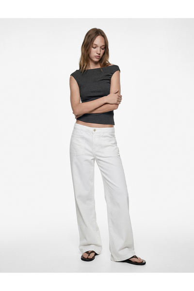 Koton Slim Fit Drape Detailed Asymmetrical Collar Sleeveless Blouse