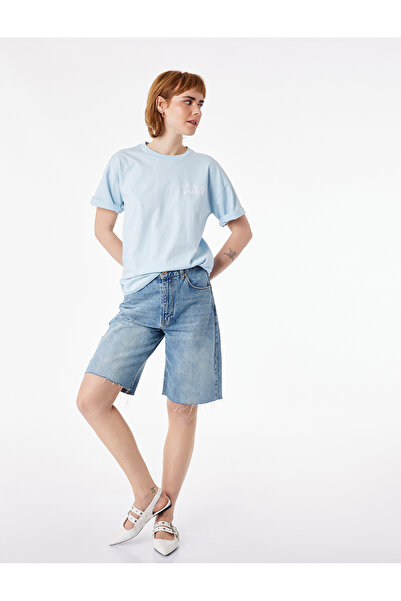 Koton Βαμβακερό μπλουζάκι με άνετη εφαρμογή, κοντό μανίκι και στάμπα στο πίσω...