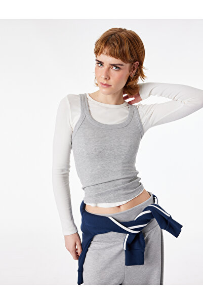 Koton Ribbed Knit U-Neck Sleeveless Slim Fit Athlete