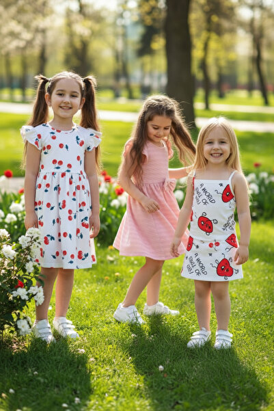 minikiss 3 Τεμάχια Καλοκαιρινό εμπριμέ Lycra Κοριτσίστικο Τρίτο Φόρεμα