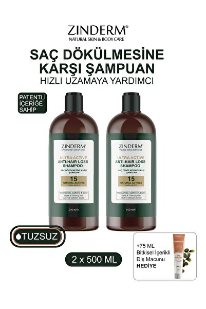 zinderm Anti-Hair Loss Strengthening Shampoo That Helps Fast Growth and Preve...