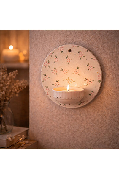 ema çiçek desenli duvar mumluk