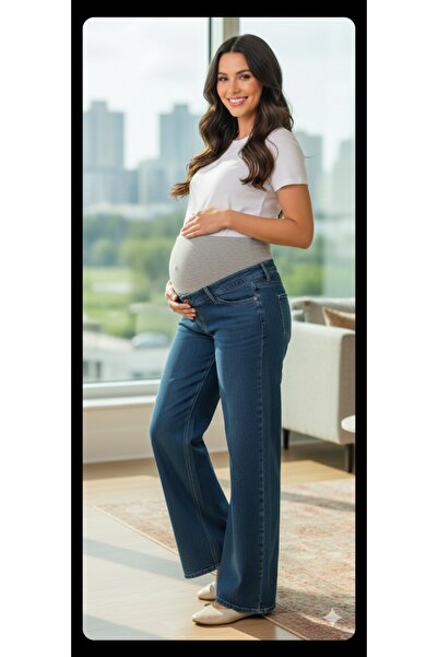 FİDAN FASHİON Fdn Lycra Jean Maternity Pants with Adjustable Waist Design