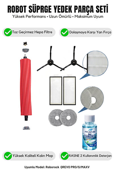 Asgard Grup Roborock Q REVO PRO-S-MAXV Compatibil 1 Perie principală 2 Perii ...