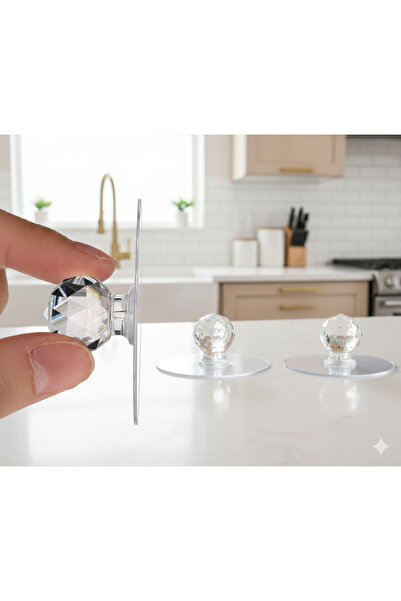 Raakmadezanmir 1 Adet Çok Amaçlı Kristal Topuz Kendinden Yapışkanlı Çekmece K...