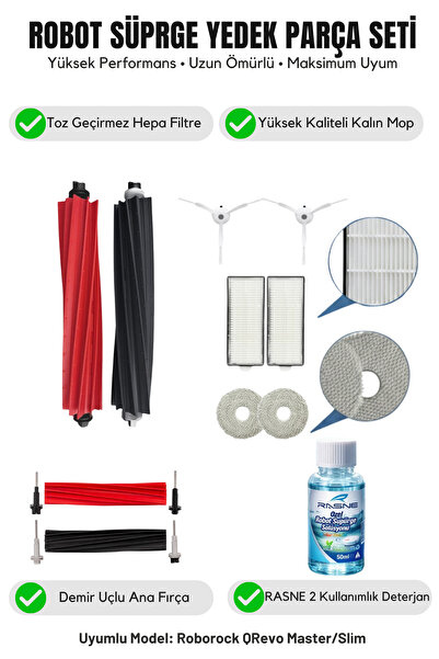 Asgard Grup Roborock Q Revo Master-Q Revo Slim Συμβατό με 1 κύρια βούρτσα 2 π...