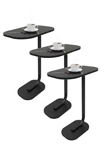 Generic A set of 3 modern coffee tables, including a C-shaped side table with...