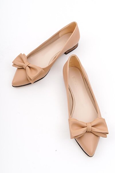 DURUNUN BUTİĞİ Naom Nude με διπλό φιόγκο και χαμηλό τακούνι (1,5 εκ.) με μυτε...