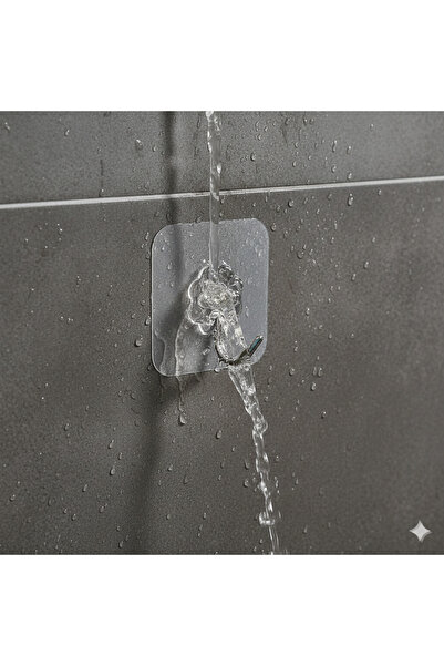 Euro Pink 10 Adet Kendinden Yapışkanlı Metal Kancalı Tekli Şeffaf Askı