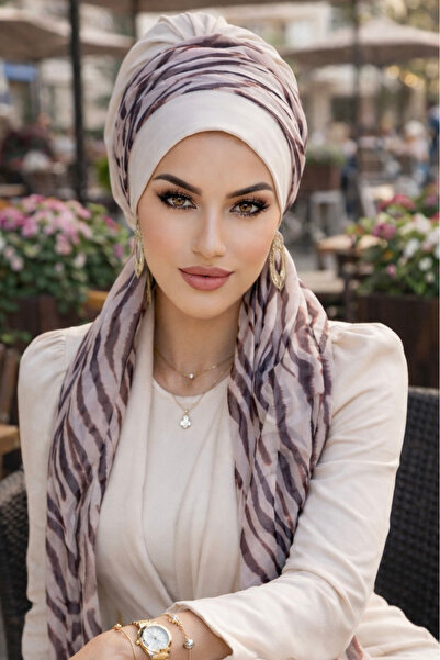 Aişe tesettür Eșarfă Bone cu model Bone Zebra