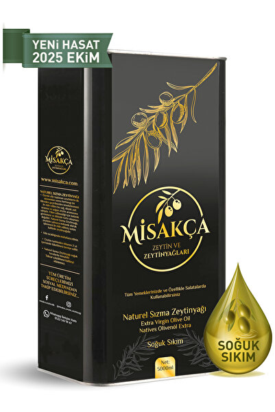 Misakça Zeytin ve Zeytinyağları Natürel Sızma Soğuk Sıkım Zeytinyağı 5 Lt.
