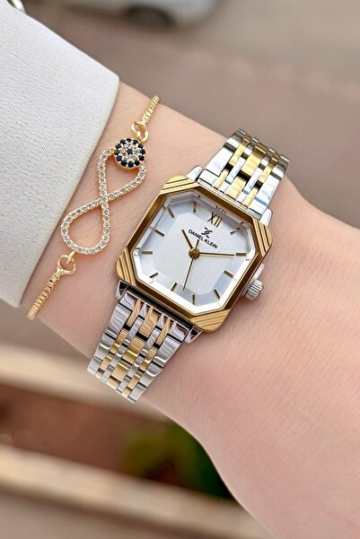 Daniel Klein Gold Metallic Color 2 Years Warranty 23 mm Square Women Wrist Wa...