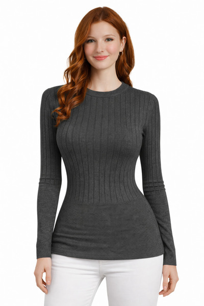 Neden Tekstil Crew Neck Ribbed Knitwear Sweater