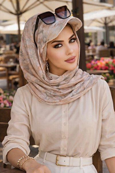 Aişe tesettür Şapcă cu model marmorat Bandana Şapcă Şal