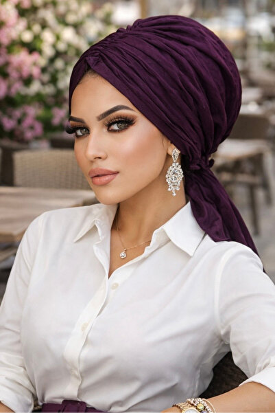 Aişe tesettür Mürdüm Ponpon Tokalı Bone