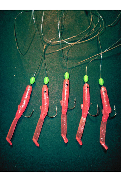 eagenset Silikon Balıklı Çapari 5 Cm (2 Adet) Silikon At Çek Takımı UV Neon S...