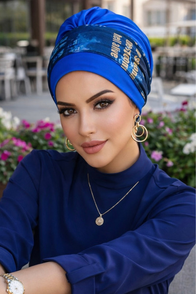 Aişe tesettür Indigo plava - kapuljača Point D Sa deznom