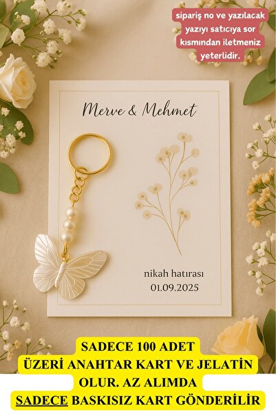 Emtory Home Kelebek 10 Adet Anahtarlık - Nişan Hediye - Kına Hediye - Nikah H...