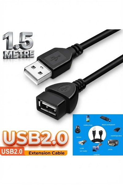 Derwell 1.5 Metre Usb Uzatma Yüksek Hız Usb Uzatma Kablosu Uzatıcı Ara Kablos...