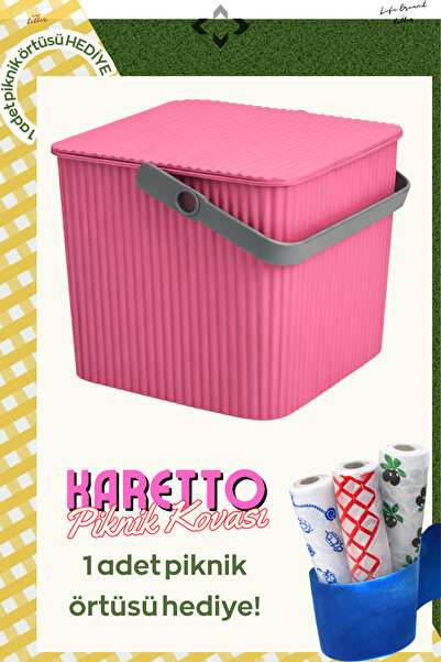 LİGROUND Karetto Rainbow Piknik Sepeti - 2 Adet Kullan - At Kağıt Piknik Örtü...