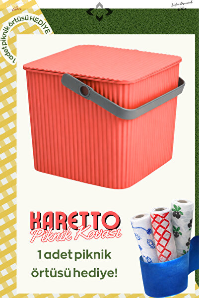 LİGROUND Karetto Rainbow Piknik Sepeti Kağıt Piknik Örtüsü Piknik Çantası