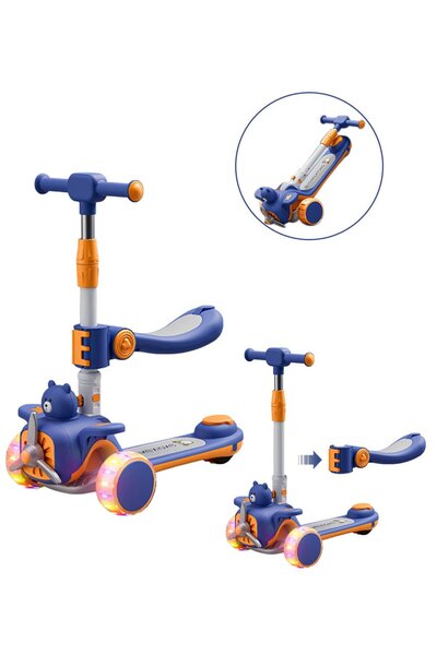 KidLe سكوتر للأطفال 3 في 1 مزود بعجلات مضيئة بتقنية LED، وارتفاع قابل للتعديل...