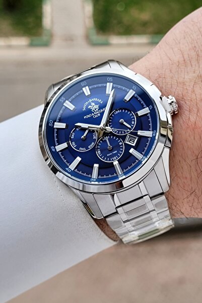 Santa Barbara Polo & Racquet Club Men's Wristwatch with Dial Navy Blue Cord S...