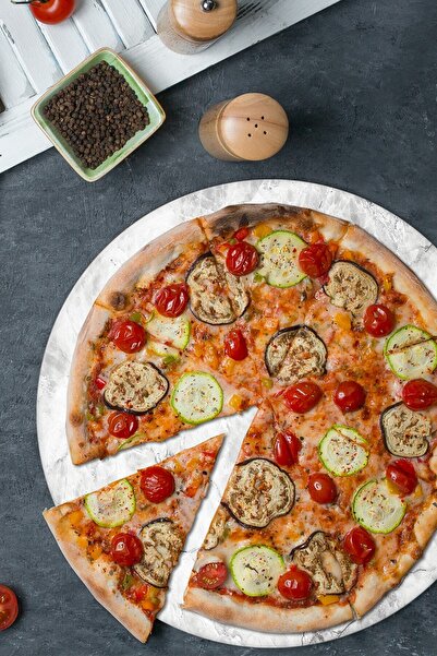 Decorita Taş Görünümlü | Orta Boy Pizza Servis Tabağı | Çap 32cm