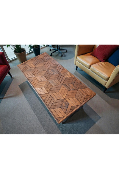 MİRRORSS 3D Geometrik ceviz renk Orta sehpa 120 X 56 cm Marküteri, ofis çay k...