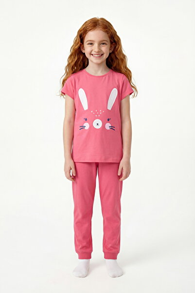 Penti Pembe Kız Çocuk Cute Rabbit Uzun Kollu Pamuklu 2'li Pijama Takımı