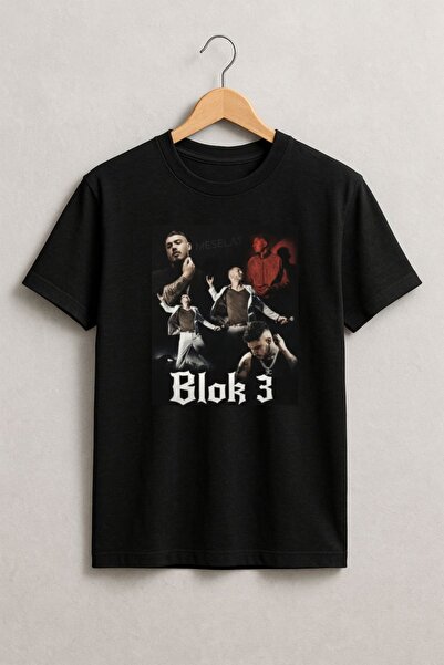 VAYNOR Unisex Oversize T-Shirt - blok 3 Baskılı Pamuklu Bisiklet Yaka T-Shirt