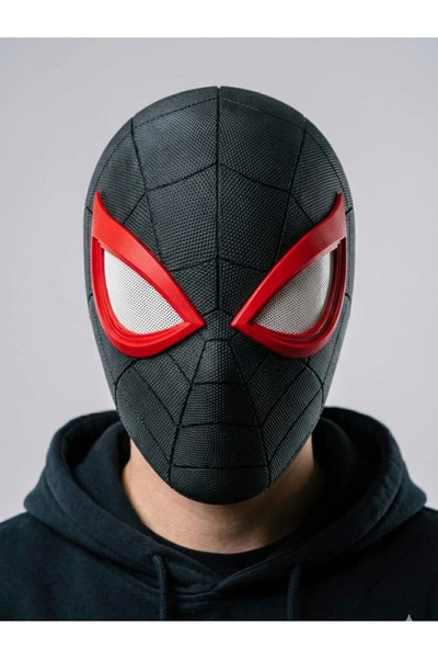 ART3 Miles Morales Spider-Man Profesyonel Cosplay Maskesi - Mıknatıslı ve Giy...