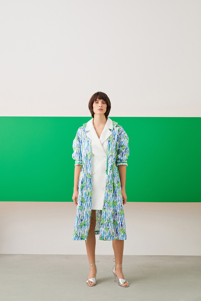 Jus De Pommes DESENLİ MİDİ BOY KADIN TRENÇKOT