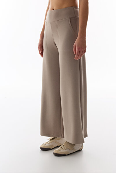 Penti Stone Color High Waist Wide Leg Pants with Pockets