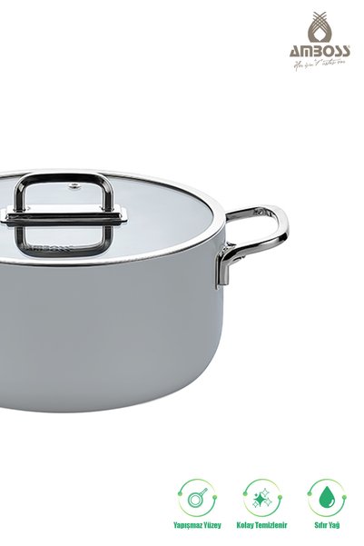 Amboss Sera Nova Ceramic Non-Stick Non-Combustible Deep Pot 24 cm – Gray