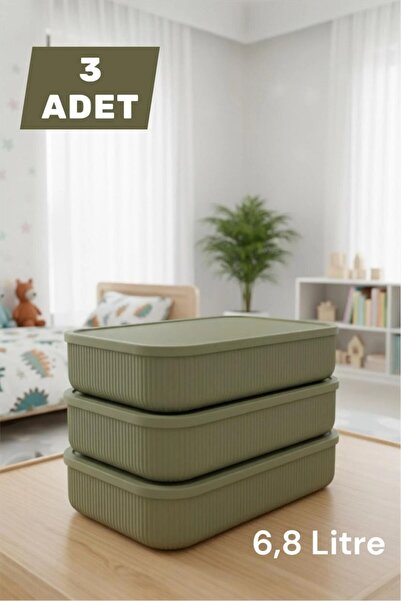 Bayev 3 قطع حاوية تخزين خضراء سعة 6.8 لتر، صندوق ألعاب لتخزين الطعام