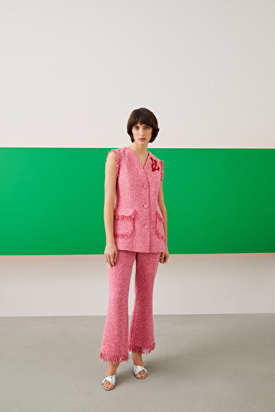 Jus De Pommes KIRMIZI TÜVİT PAÇASI PÜSKÜLLÜ KADIN PANTOLON